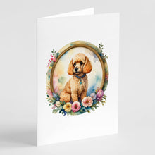 Load image into Gallery viewer, Poodle and Flowers Greeting Cards -  Blank Note Cards – 8-Pack of Artist-Designed Cards with Envelopes