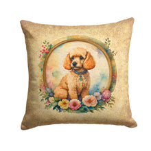 Load image into Gallery viewer, Poodle and Flowers Throw Pillow - 14x14 Decorative Pillow – Art for Your Home &amp; Patio