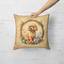 Load image into Gallery viewer, Poodle and Flowers Fabric Decorative Pillow