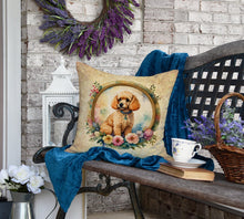 Load image into Gallery viewer, Poodle and Flowers Fabric Decorative Pillow