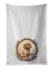 Load image into Gallery viewer, Poodle and Flowers Kitchen Towel Set of 2