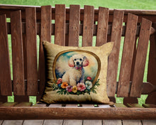 Load image into Gallery viewer, White Poodle and Flowers Throw Pillow - 14x14 Decorative Pillow – Art for Your Home &amp; Patio