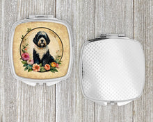 Load image into Gallery viewer, Portuguese Water Dog and Flowers Compact Mirror – Stylish Purse Mirror with Artistic Covers