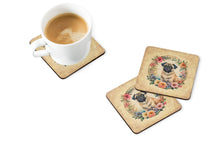 Load image into Gallery viewer, Fawn Pug and Flowers Coasters - Set of 4 Lightweight Foam, Absorbent Drink Coasters
