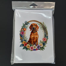 Load image into Gallery viewer, Redbone Coonhound and Flowers Greeting Cards -  Blank Note Cards – 8-Pack of Artist-Designed Cards with Envelopes