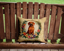 Load image into Gallery viewer, Redbone Coonhound and Flowers Throw Pillow - 14x14 Decorative Pillow – Art for Your Home &amp; Patio