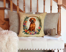 Load image into Gallery viewer, Redbone Coonhound and Flowers Throw Pillow - 14x14 Decorative Pillow – Art for Your Home &amp; Patio