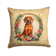 Load image into Gallery viewer, Redbone Coonhound and Flowers Throw Pillow - 14x14 Decorative Pillow – Art for Your Home &amp; Patio