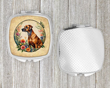 Load image into Gallery viewer, Rhodesian Ridgeback and Flowers Compact Mirror – Stylish Purse Mirror with Artistic Covers