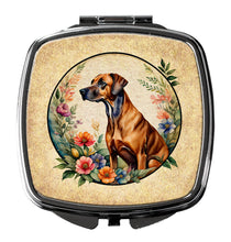 Load image into Gallery viewer, Rhodesian Ridgeback and Flowers Compact Mirror – Stylish Purse Mirror with Artistic Covers
