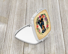 Load image into Gallery viewer, Rottweiler and Flowers Compact Mirror – Stylish Purse Mirror with Artistic Covers