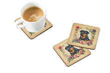 Load image into Gallery viewer, Rottweiler and Flowers Coasters - Set of 4 Lightweight Foam, Absorbent Drink Coasters