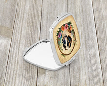 Load image into Gallery viewer, Saint Bernard and Flowers Compact Mirror – Stylish Purse Mirror with Artistic Covers