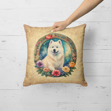 Load image into Gallery viewer, Samoyed and Flowers Fabric Decorative Pillow