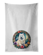 Load image into Gallery viewer, Samoyed and Flowers Kitchen Towel Set of 2