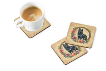Load image into Gallery viewer, Schipperke and Flowers Coasters - Set of 4 Lightweight Foam, Absorbent Drink Coasters