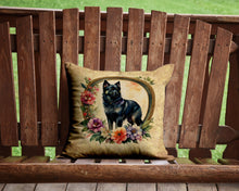 Load image into Gallery viewer, Schipperke and Flowers Throw Pillow - 14x14 Decorative Pillow – Art for Your Home &amp; Patio