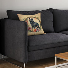 Load image into Gallery viewer, Schipperke and Flowers Throw Pillow - 14x14 Decorative Pillow – Art for Your Home &amp; Patio