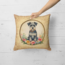 Load image into Gallery viewer, Schnauzer and Flowers Fabric Decorative Pillow