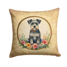 Load image into Gallery viewer, Schnauzer and Flowers Fabric Decorative Pillow