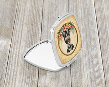 Load image into Gallery viewer, Schnauzer and Flowers Compact Mirror – Stylish Purse Mirror with Artistic Covers