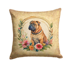 Load image into Gallery viewer, Shar Pei and Flowers Fabric Decorative Pillow