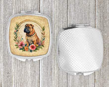 Load image into Gallery viewer, Shar Pei and Flowers Compact Mirror – Stylish Purse Mirror with Artistic Covers