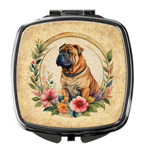 Load image into Gallery viewer, Shar Pei and Flowers Compact Mirror – Stylish Purse Mirror with Artistic Covers