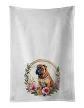 Load image into Gallery viewer, Shar Pei and Flowers Kitchen Towel Set of 2