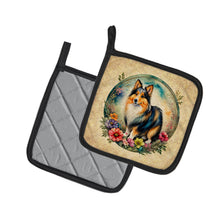 Load image into Gallery viewer, Sheltie and Flowers Pot Holders - Set of 2 Decorative Kitchen Helpers | Made in the USA
