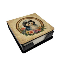 Load image into Gallery viewer, Shih Tzu and Flowers PU Leather Note Paper Holder