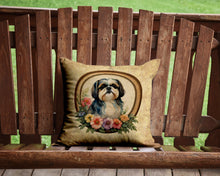 Load image into Gallery viewer, Shih Tzu and Flowers Throw Pillow - 14x14 Decorative Pillow – Art for Your Home &amp; Patio