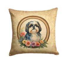 Load image into Gallery viewer, Shih Tzu and Flowers Throw Pillow - 14x14 Decorative Pillow – Art for Your Home &amp; Patio
