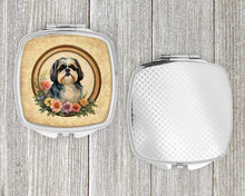 Load image into Gallery viewer, Shih Tzu and Flowers Compact Mirror – Stylish Purse Mirror with Artistic Covers