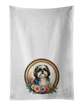 Load image into Gallery viewer, Shih Tzu and Flowers Kitchen Towel Set of 2