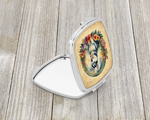 Load image into Gallery viewer, Siberian Husky and Flowers Compact Mirror – Stylish Purse Mirror with Artistic Covers
