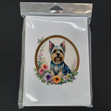 Load image into Gallery viewer, Silky Terrier and Flowers Greeting Cards -  Blank Note Cards – 8-Pack of Artist-Designed Cards with Envelopes