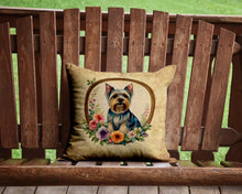 Load image into Gallery viewer, Silky Terrier and Flowers Throw Pillow - 14x14 Decorative Pillow – Art for Your Home &amp; Patio