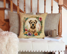 Load image into Gallery viewer, Wheaten Terrier and Flowers Throw Pillow - 14x14 Decorative Pillow – Art for Your Home &amp; Patio