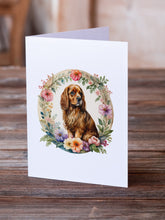 Load image into Gallery viewer, Sussex Spaniel and Flowers Greeting Cards -  Blank Note Cards – 8-Pack of Artist-Designed Cards with Envelopes