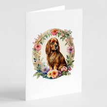 Load image into Gallery viewer, Sussex Spaniel and Flowers Greeting Cards -  Blank Note Cards – 8-Pack of Artist-Designed Cards with Envelopes