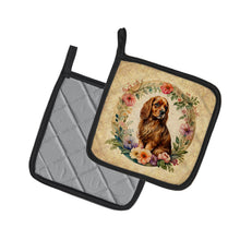 Load image into Gallery viewer, Sussex Spaniel and Flowers Pot Holders - Set of 2 Decorative Kitchen Helpers | Made in the USA