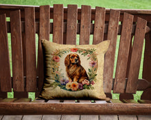 Load image into Gallery viewer, Sussex Spaniel and Flowers Throw Pillow - 14x14 Decorative Pillow – Art for Your Home &amp; Patio