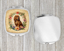 Load image into Gallery viewer, Sussex Spaniel and Flowers Compact Mirror – Stylish Purse Mirror with Artistic Covers