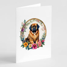 Load image into Gallery viewer, Tibetan Mastiff and Flowers Greeting Cards -  Blank Note Cards – 8-Pack of Artist-Designed Cards with Envelopes