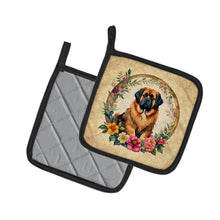 Load image into Gallery viewer, Tibetan Mastiff and Flowers Pot Holders - Set of 2 Decorative Kitchen Helpers | Made in the USA