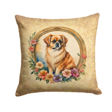Load image into Gallery viewer, Tibetan Spaniel and Flowers Throw Pillow - 14x14 Decorative Pillow – Art for Your Home &amp; Patio