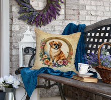 Load image into Gallery viewer, Tibetan Spaniel and Flowers Fabric Decorative Pillow