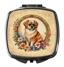 Load image into Gallery viewer, Tibetan Spaniel and Flowers Compact Mirror – Stylish Purse Mirror with Artistic Covers