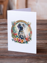 Load image into Gallery viewer, Weimaraner and Flowers Greeting Cards -  Blank Note Cards – 8-Pack of Artist-Designed Cards with Envelopes